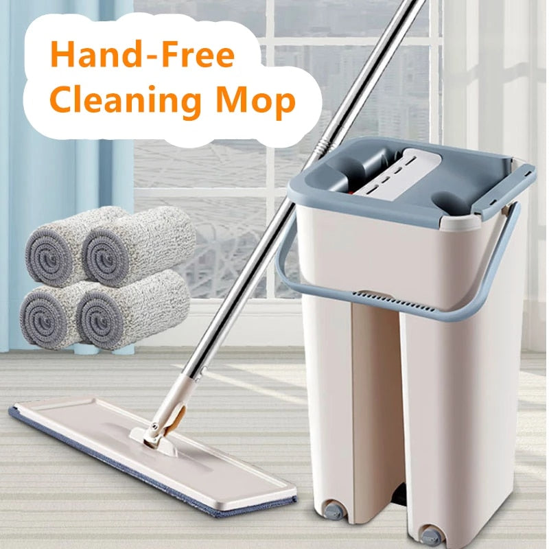 Hands-Free Flat Mop and Bucket Set