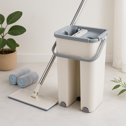 Hands-Free Flat Mop and Bucket Set