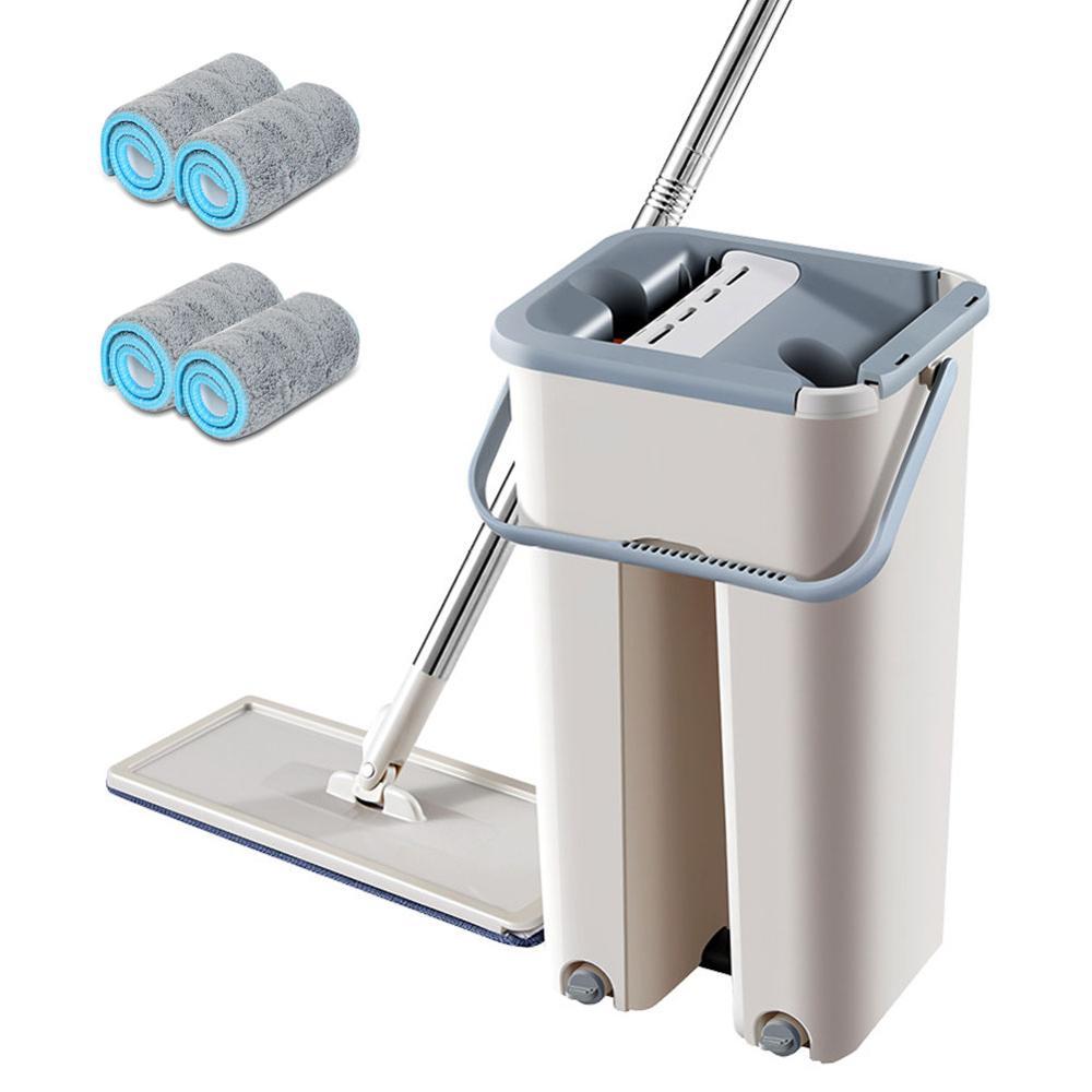 Hands-Free Flat Mop and Bucket Set